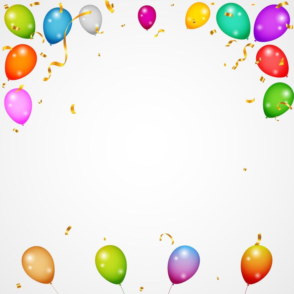 Balloons header background. Party card with colourful balloons. Birthday background with realistic balloons. Balloons header background vector