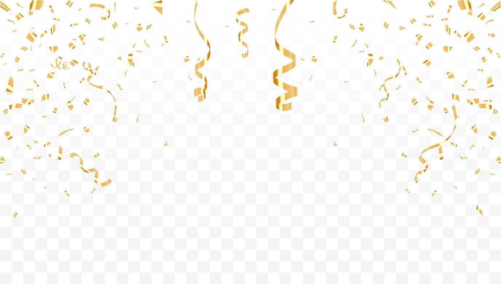 Celebration background template with confetti and gold ribbons. luxury greeting rich card. Confetti illustration vector