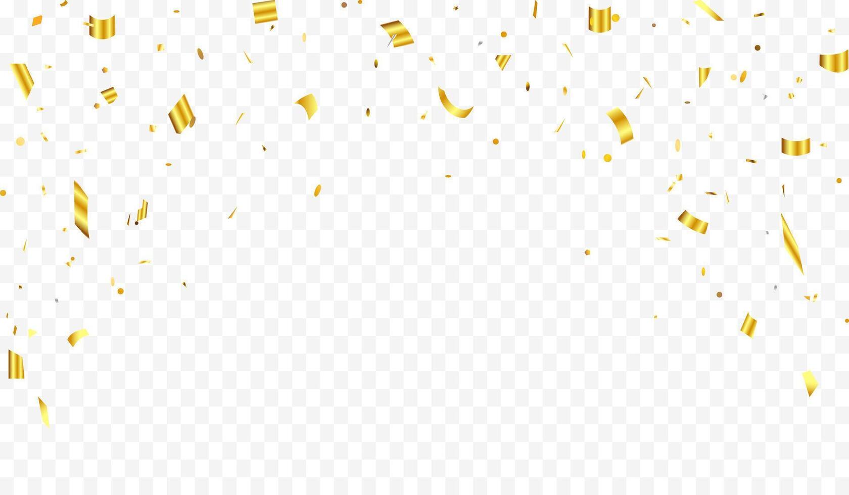 3D Party Gold Confetti on white Background. Party, Holyday, Surprise or Birthday Events. Confetti Illustration vector