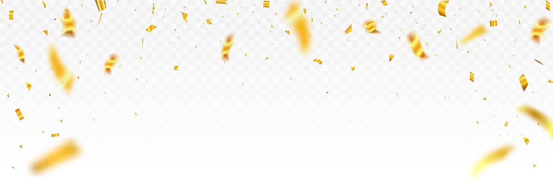 Golden confetti fall from the sky on a white background. Birthday, Holiday. party vector