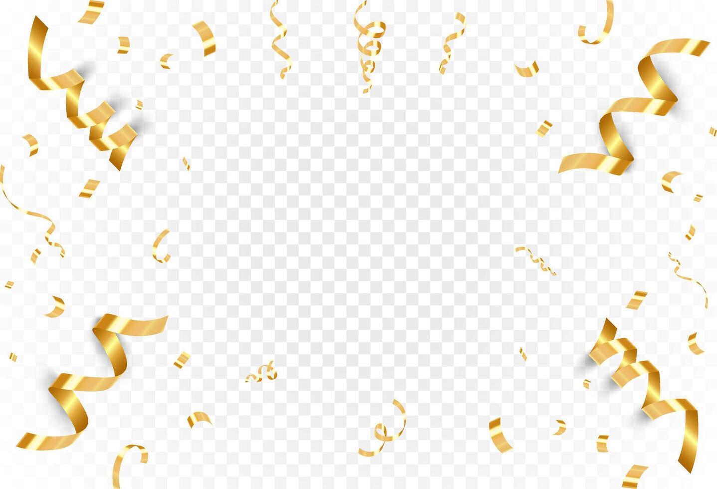 Luxury golden ribbons and confetti on a white background vector