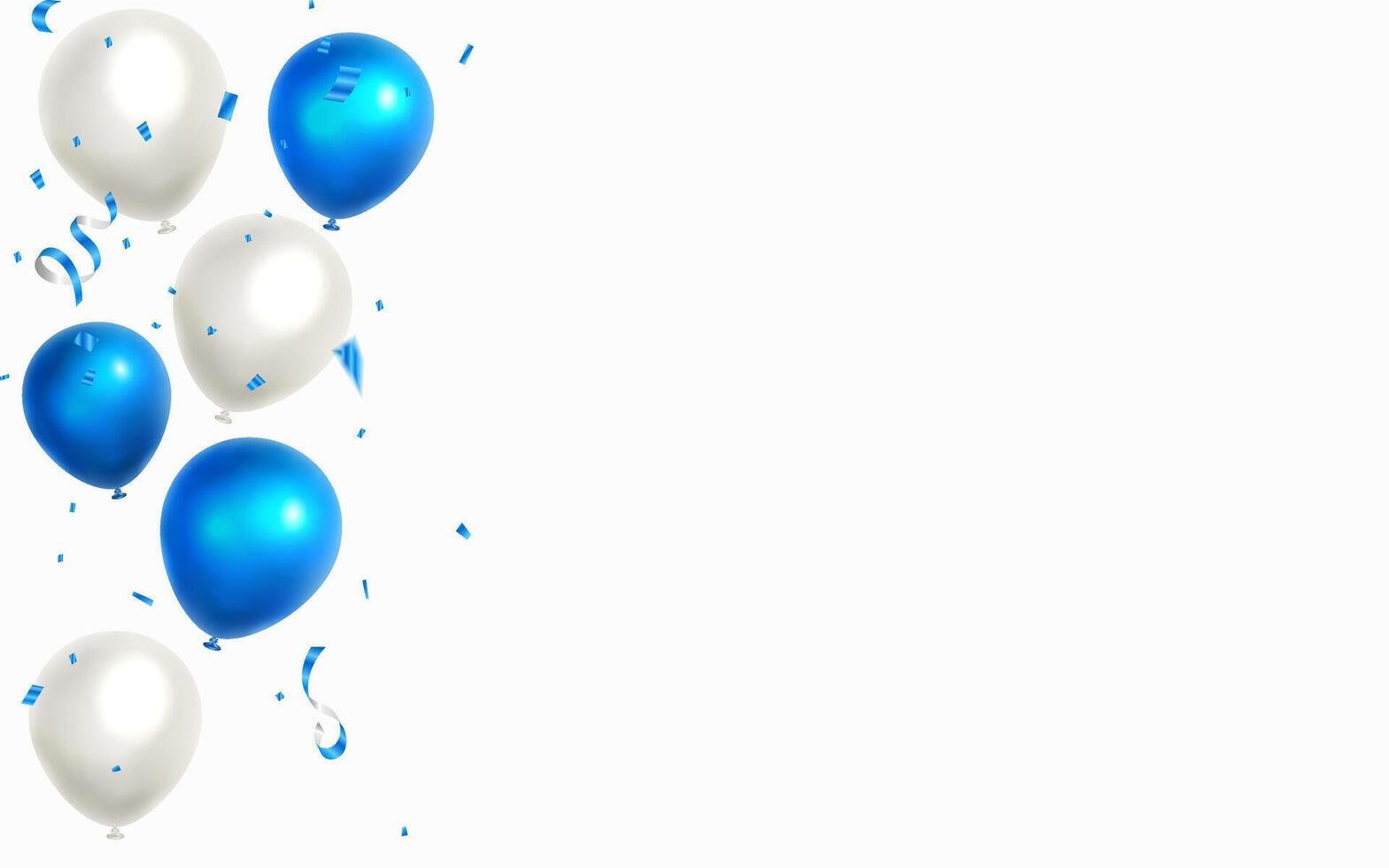 Celebrate with blue balloons with confetti for festive decorations illustration. birthday, holiday, event background vector