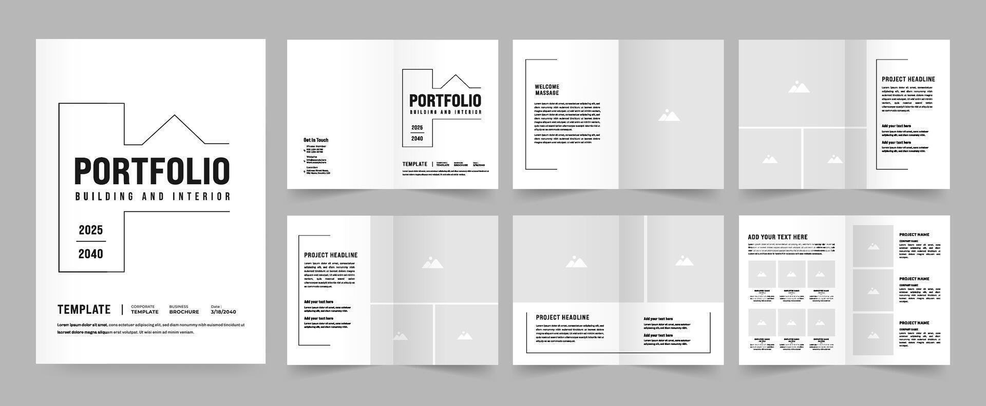 Architecture portfolio or interior portfolio or portfolio design template, Portfolio for architecture and interior design vector