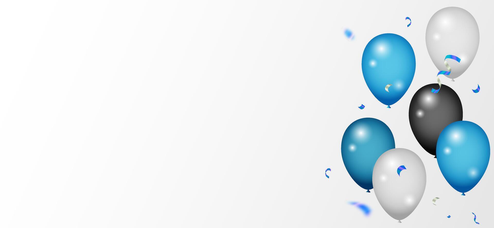 Beautiful blue balloon background celebration birthday banner template vector