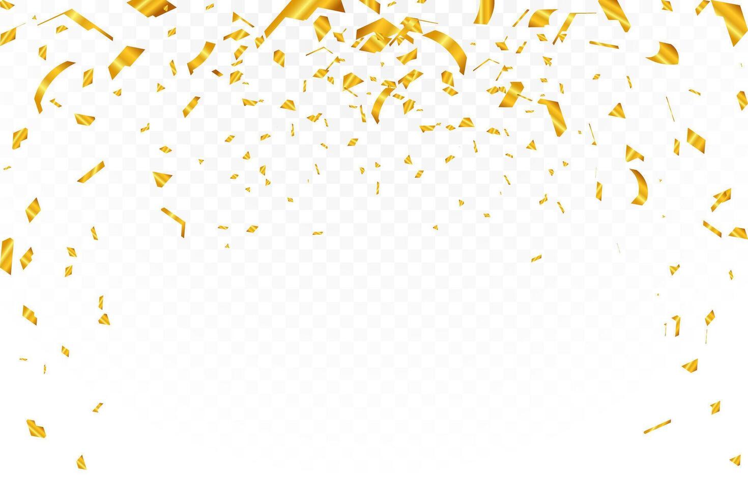 Gold confetti on white background. Luxury ribbon confetti template. Confetti illustration vector