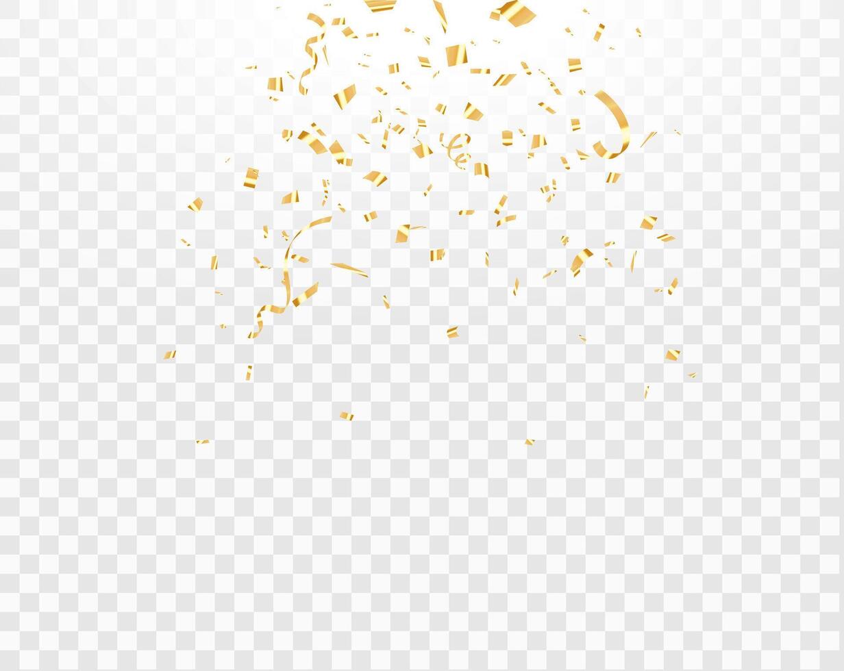 Flying gold confetti decoration elements. Confetti illustration vector
