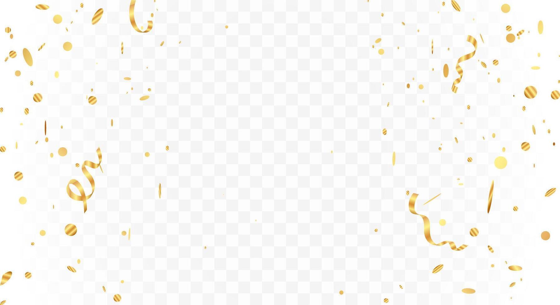 Luxury Gold confetti falls from the sky. confetti, streamer, tinsel on a white background. Holiday, birthday. vector