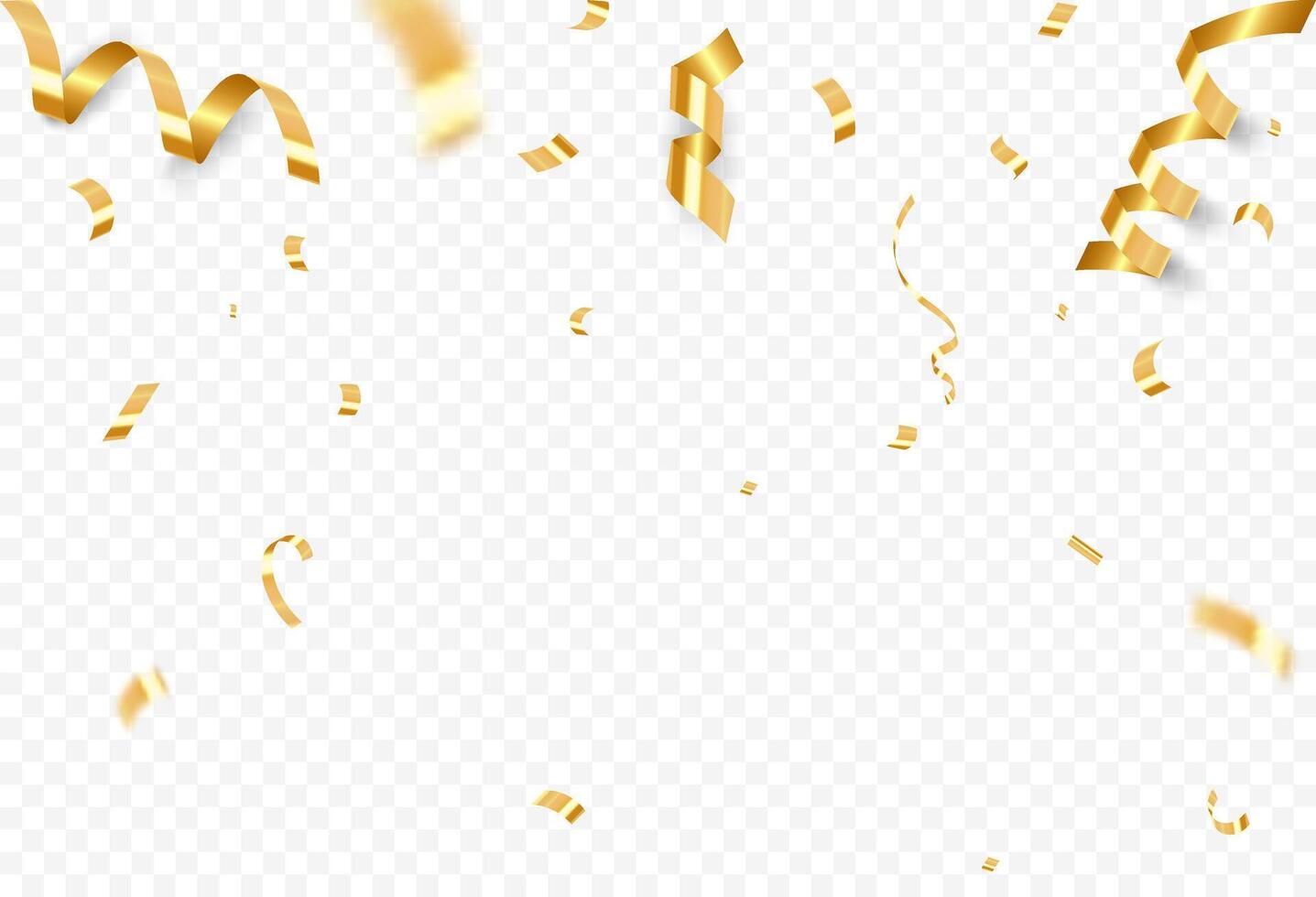 Celebration background serpentine and golden confetti, ribbons illustration vector