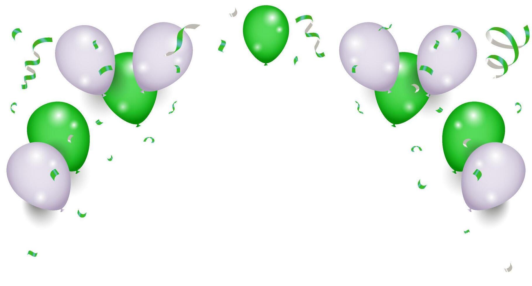 Celebration party banner with green balloons background illustration. Party card with colorful balloons. Balloon background. Balloon design vector