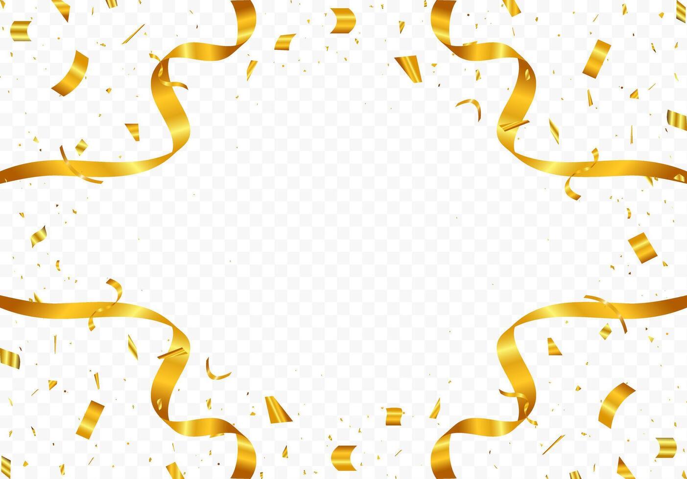 Celebration gold confetti. Grand opening invitation background confetti. Luxury anniversary. Christmas, New Year, Carnival festivity, Birthday, Sale confetti illustration vector