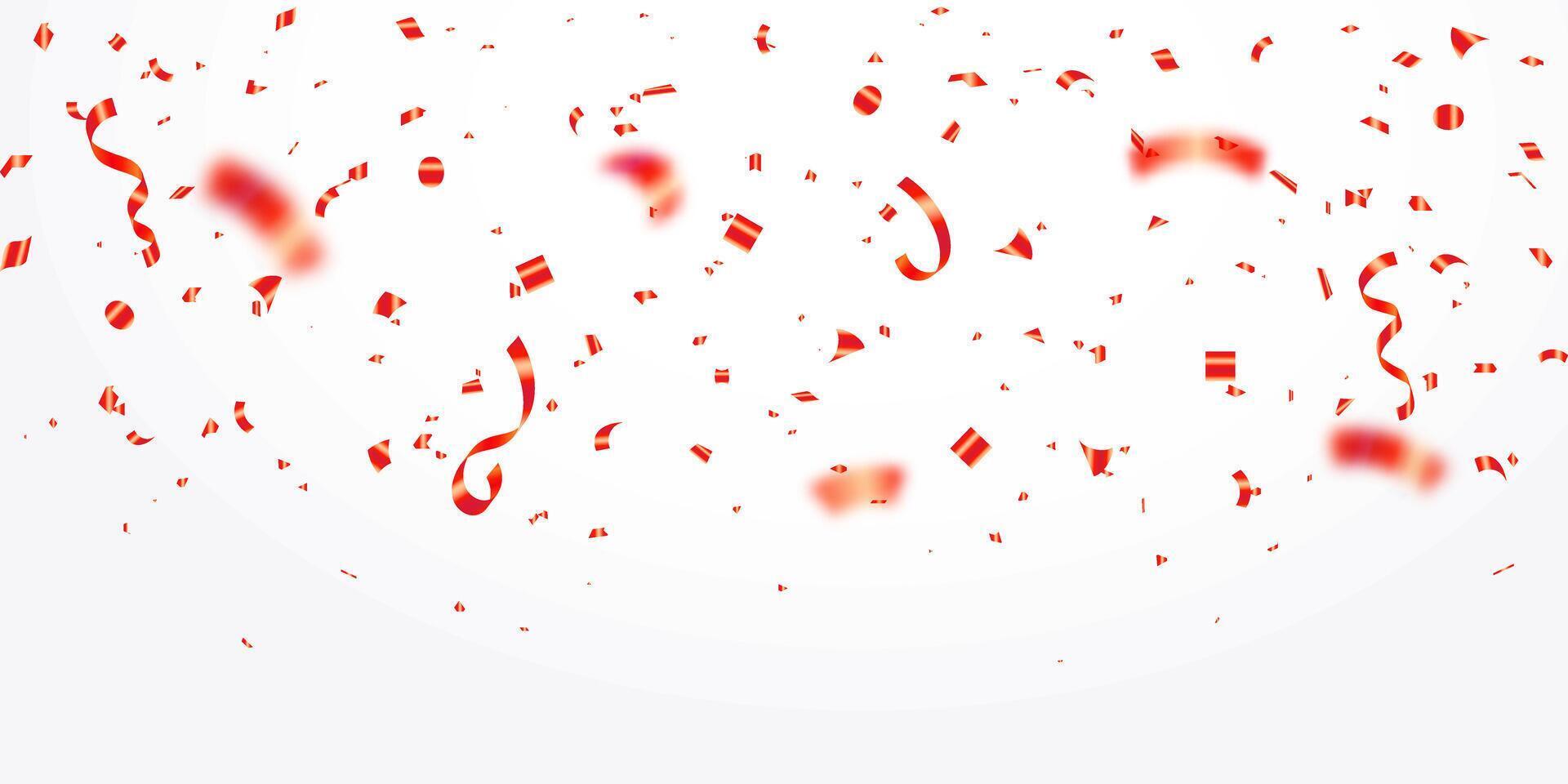 Golden confetti and zigzag ribbon falling from above streamer, tinsel vector