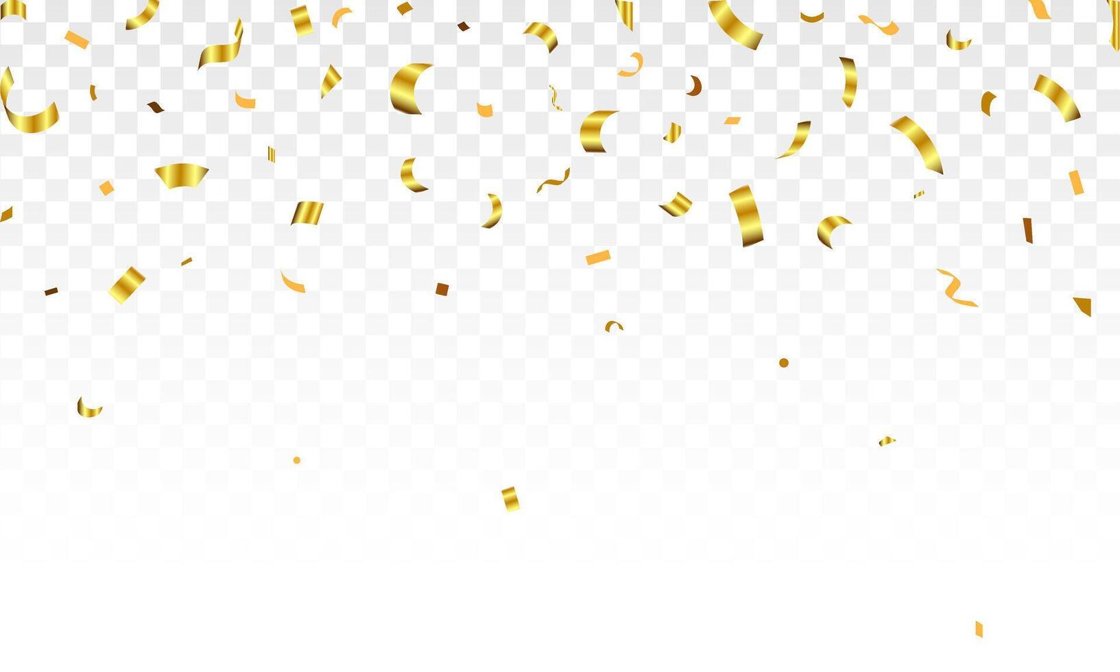 Confetti fall from the sky on a white background. Celebration background template with golden confetti ribbons. Holiday. birthday. vector