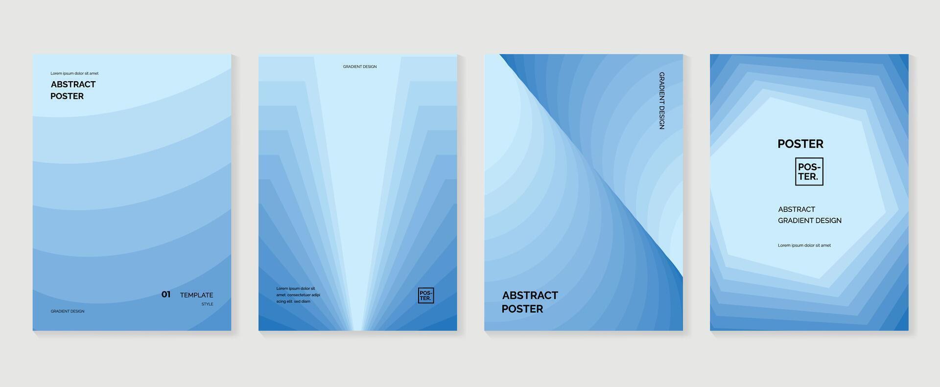 Modern gradient poster background set. Minimalist style cover template with vibrant perspective 3d geometric prism shapes collection. Ideal design for social media, cover, banner, flyer. vector
