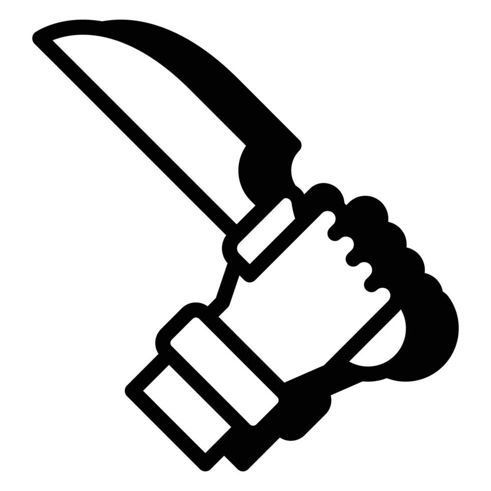 Hand hold knife icon, Flat icon style with shadow vector