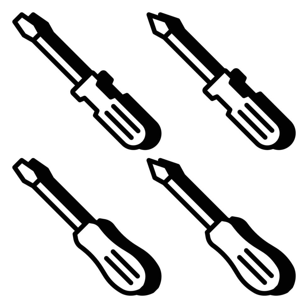 Set Screwdriver Icon vector
