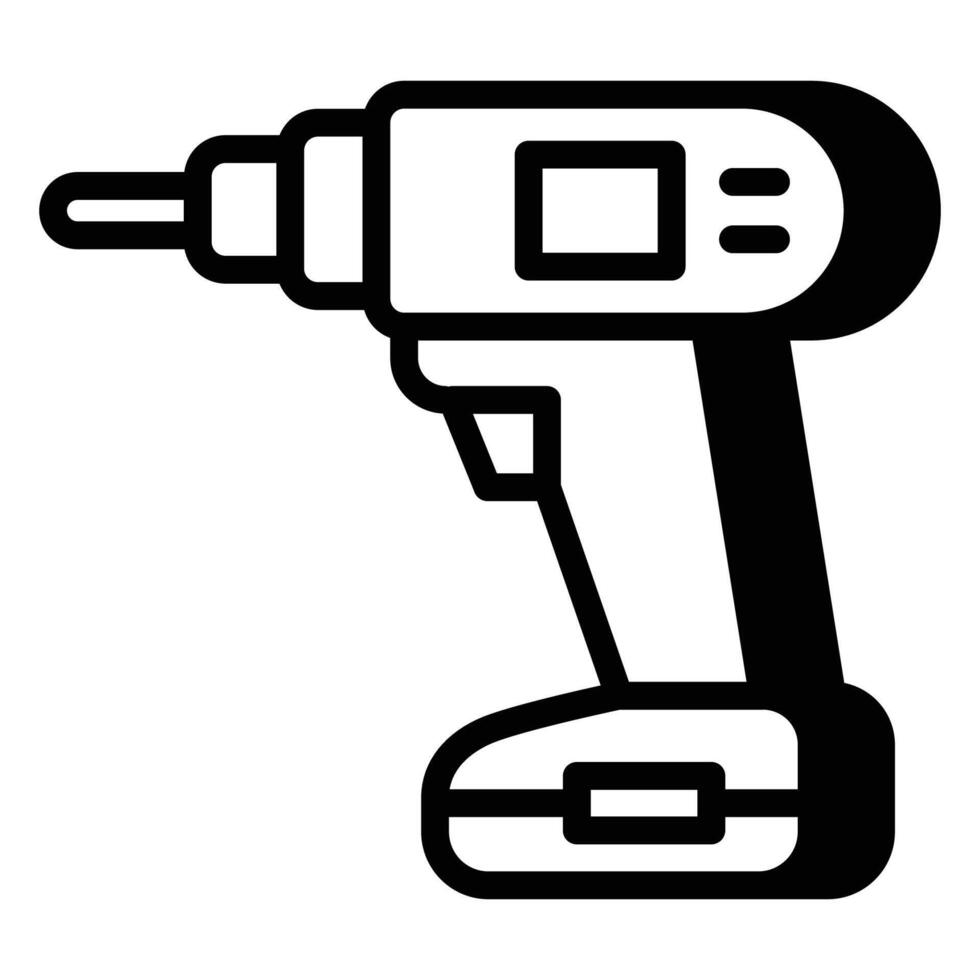 Electric Drill Tools Icon With Shadow Style vector
