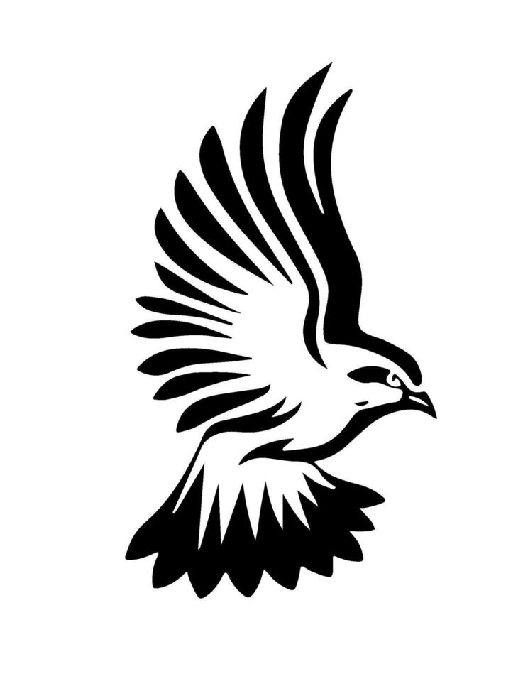 Flying Bird Black and White vector