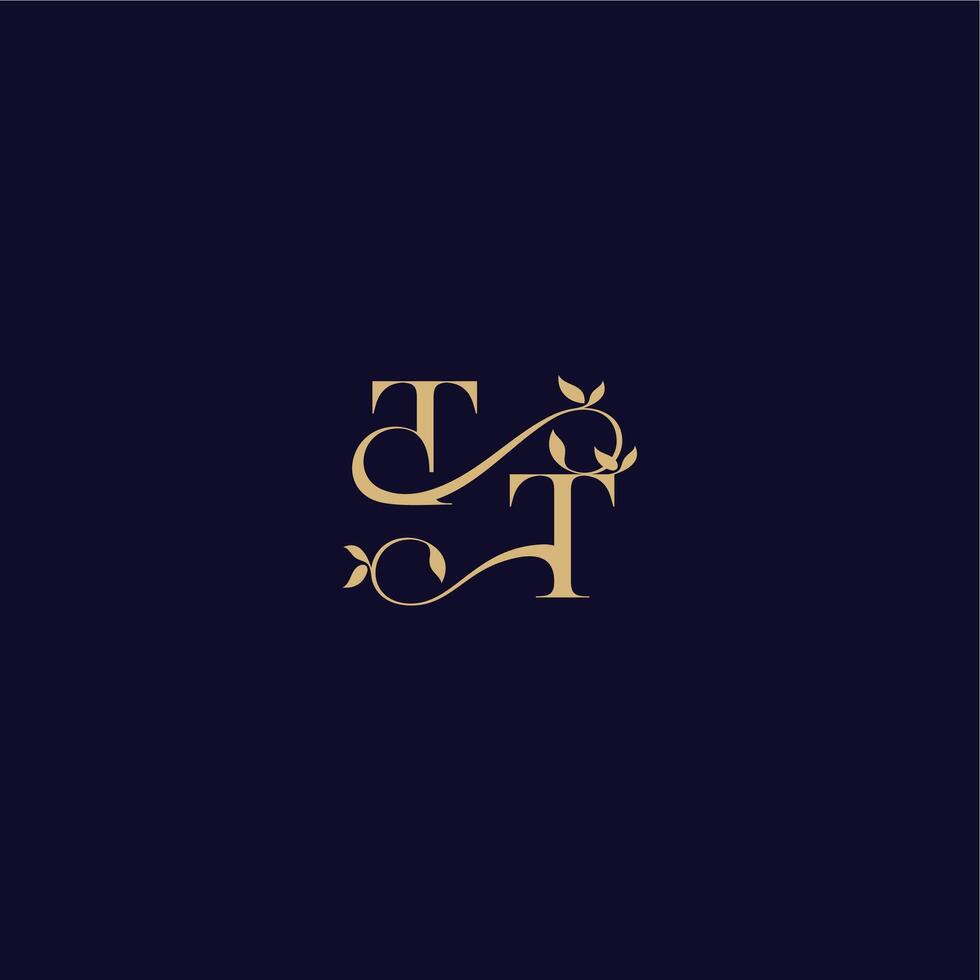 beauty leaf monogram logo organic and elegant concept TT wedding initial letter vector