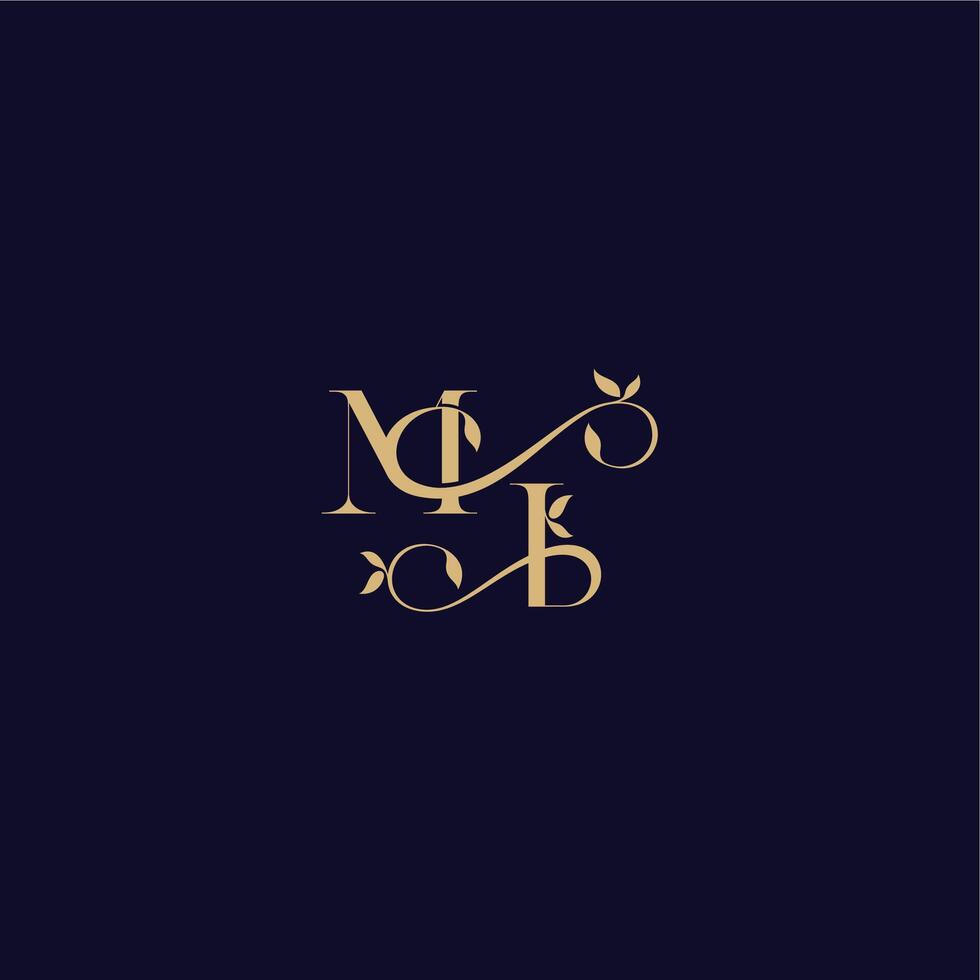 beauty leaf monogram logo organic and elegant concept MI wedding initial letter vector