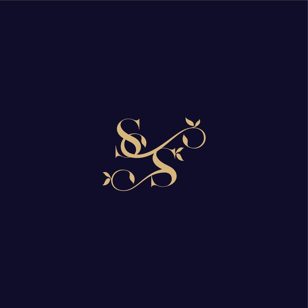 beauty leaf monogram logo organic and elegant concept SS wedding initial letter vector