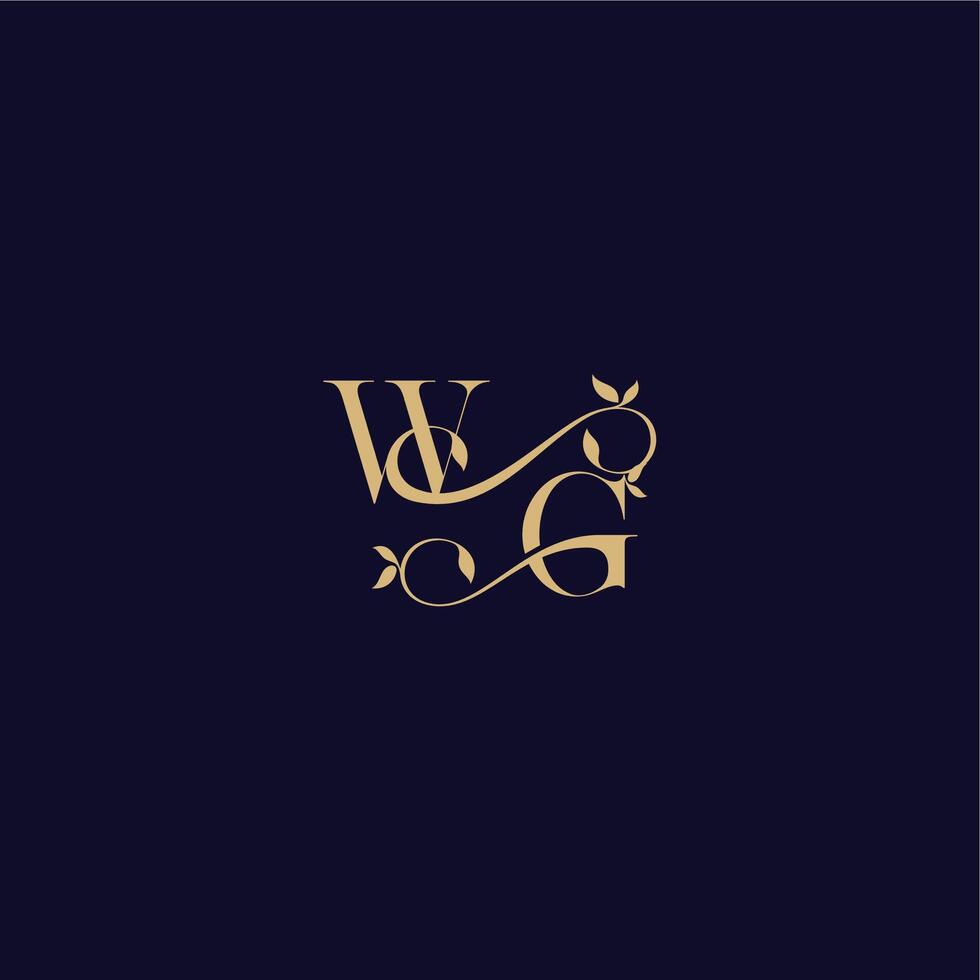 organic and elegant concept WG beauty leaf monogram logo letter wedding initial vector