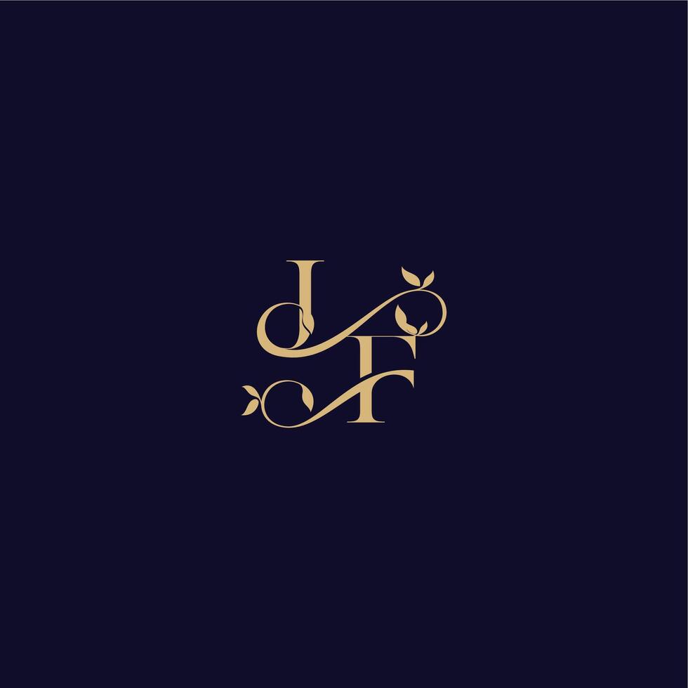 wedding initial beauty leaf monogram logo letter organic and elegant concept JF vector