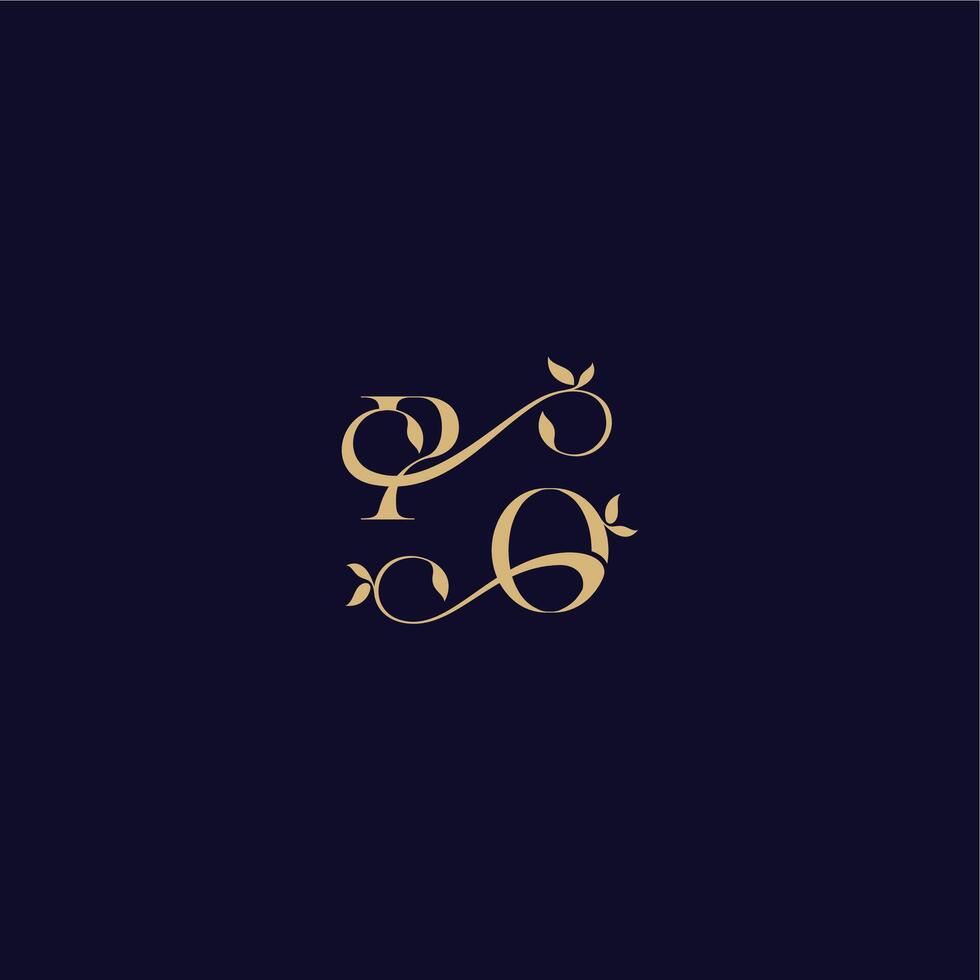 beauty leaf monogram logo organic and elegant concept PO wedding initial letter vector