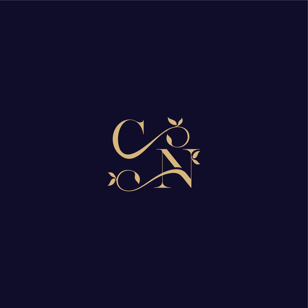 beauty leaf monogram logo organic and elegant concept CN wedding initial letter vector
