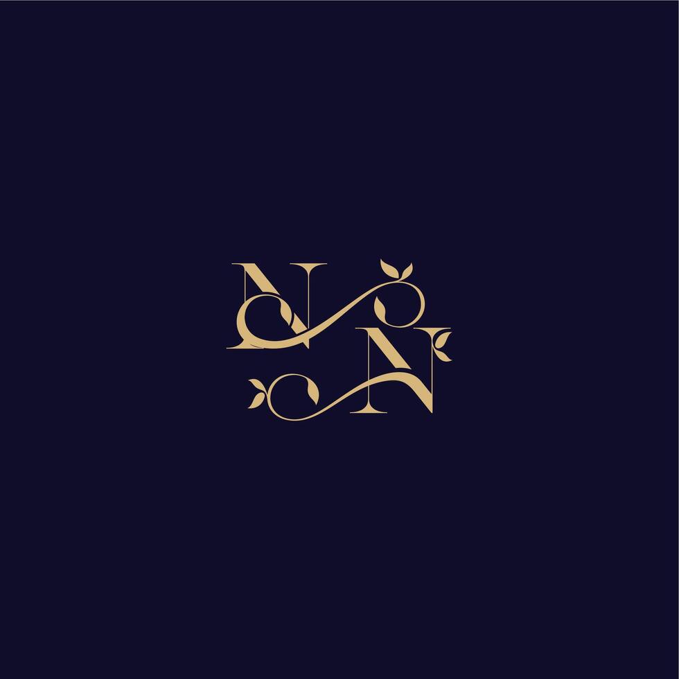 beauty leaf monogram logo organic and elegant concept NN wedding initial letter vector