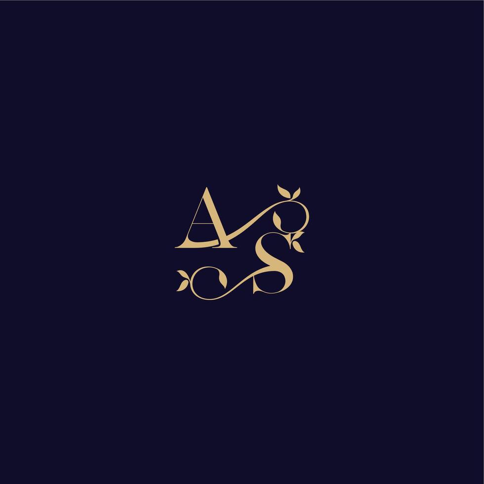 beauty leaf monogram logo organic and elegant concept AS wedding initial letter vector