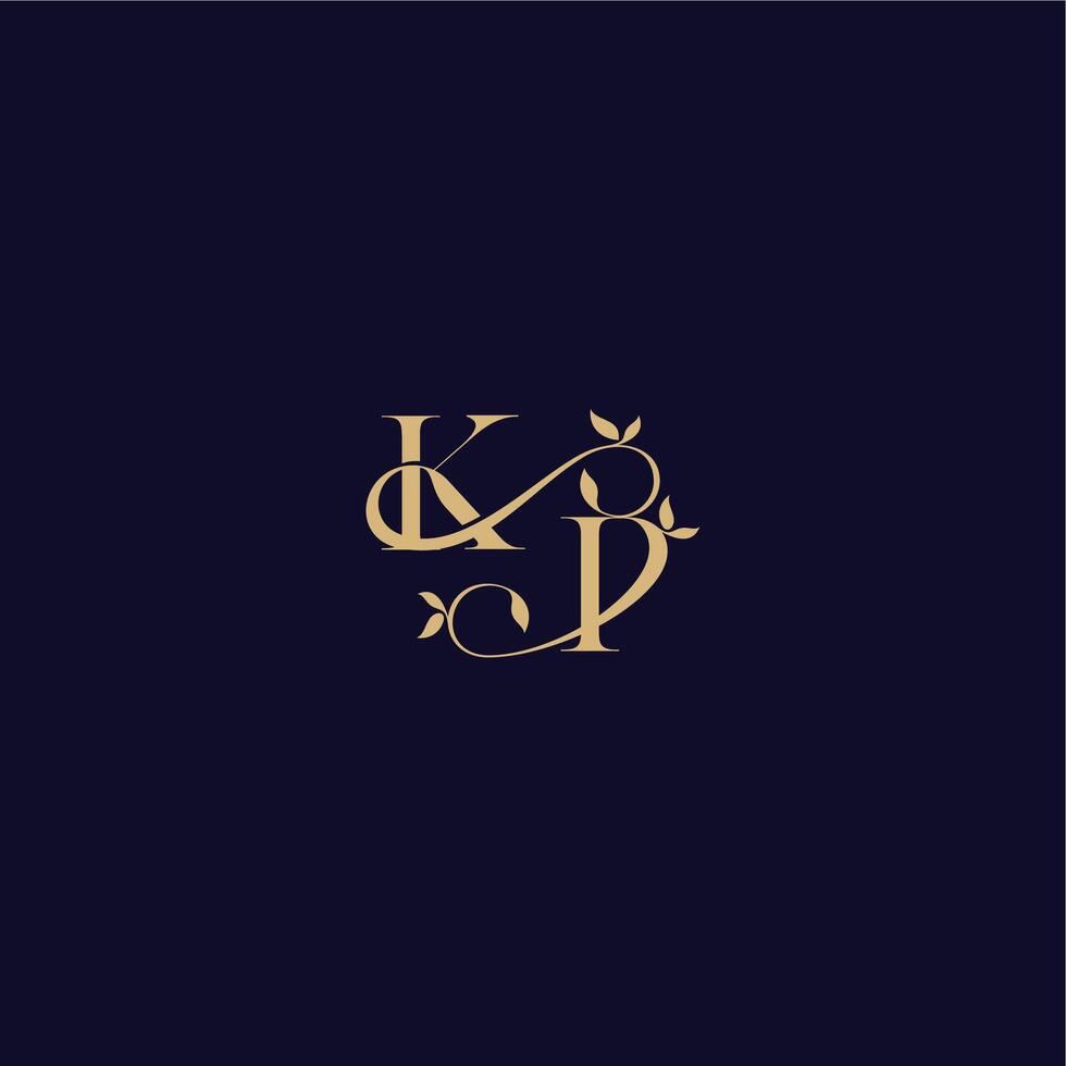 wedding initial beauty leaf monogram logo letter organic and elegant concept KP vector