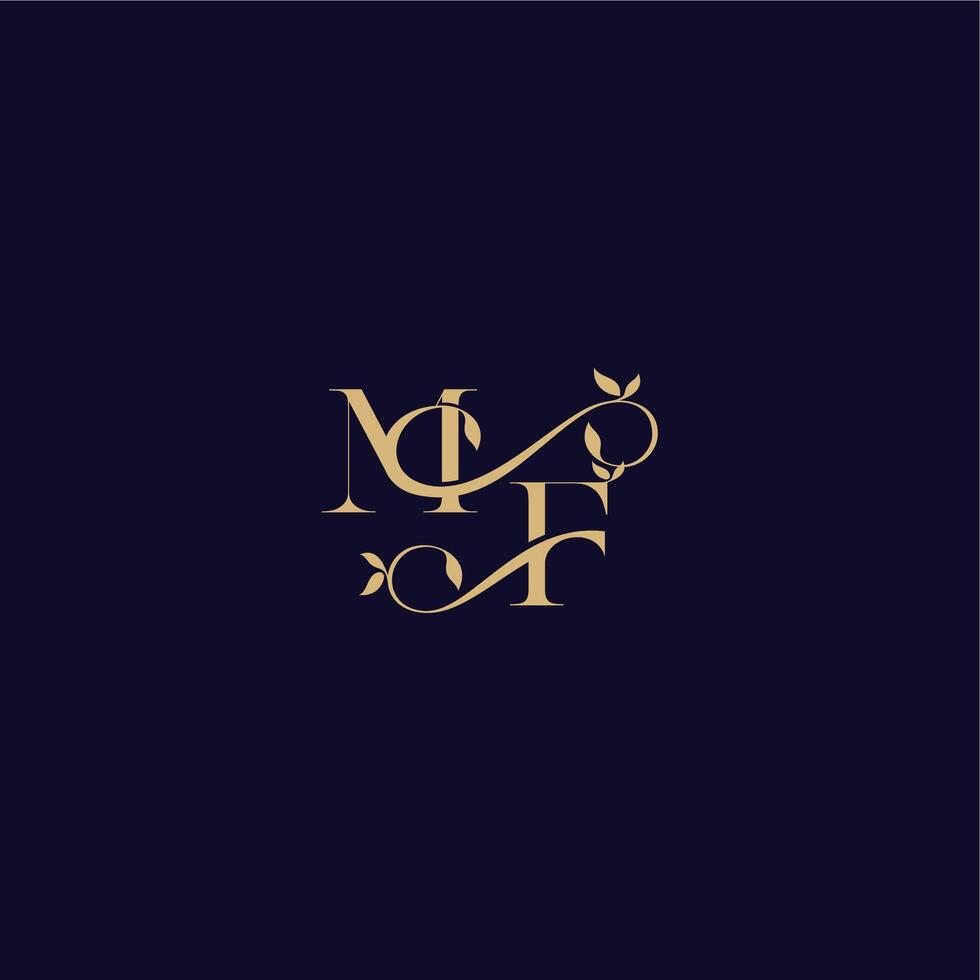 beauty leaf monogram logo organic and elegant concept MF wedding initial letter vector