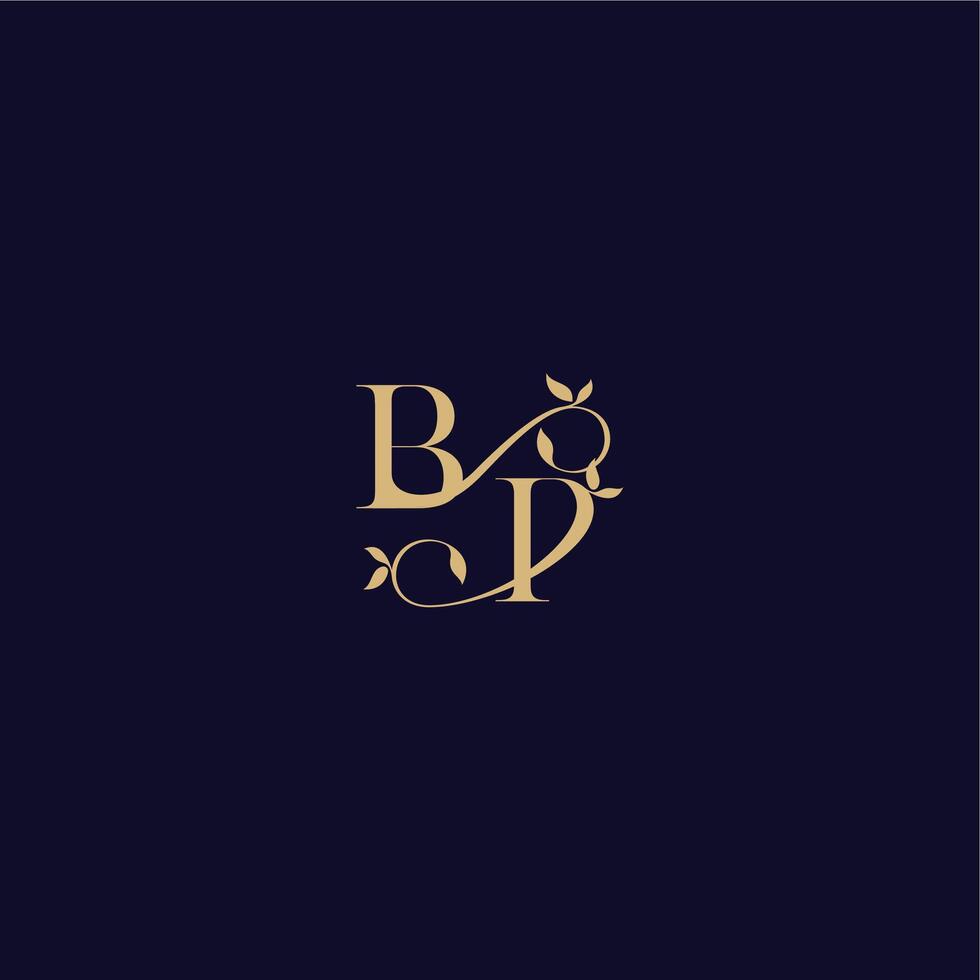beauty leaf monogram logo organic and elegant concept BP wedding initial letter vector