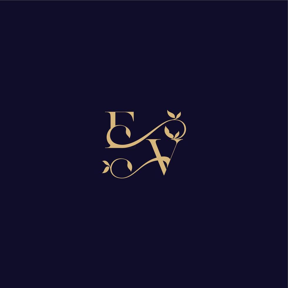 wedding initial EV organic and elegant concept beauty leaf monogram logo letter vector