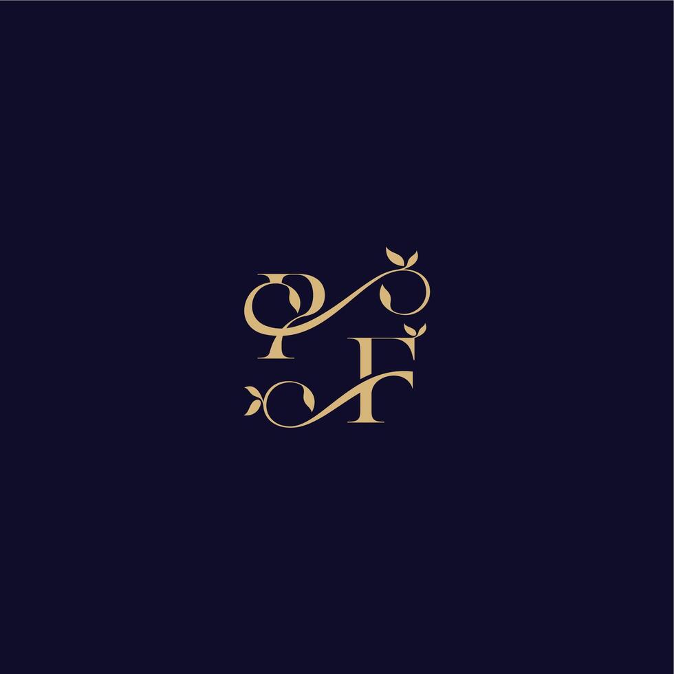 beauty leaf monogram logo organic and elegant concept PF wedding initial letter vector