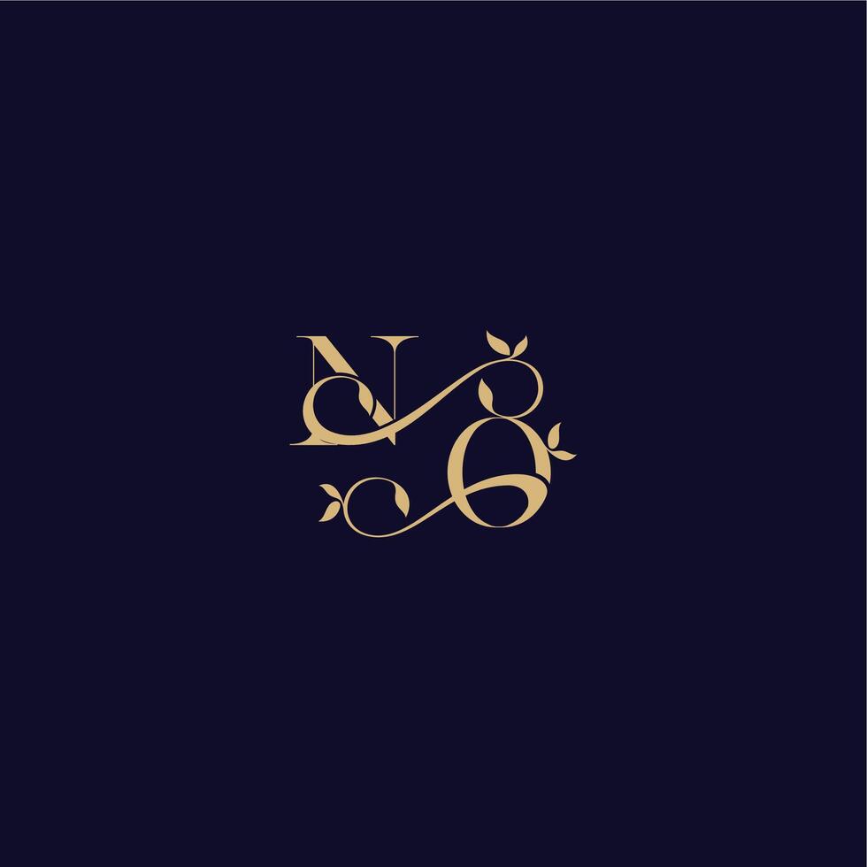 beauty leaf monogram logo organic and elegant concept NO wedding initial letter vector