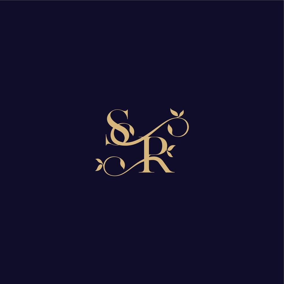 beauty leaf monogram logo organic and elegant concept SR wedding initial letter vector
