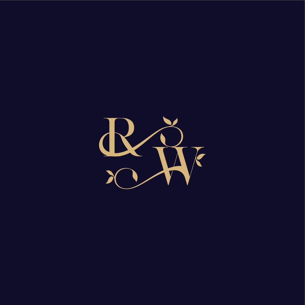 beauty leaf monogram logo organic and elegant concept RW wedding initial letter vector
