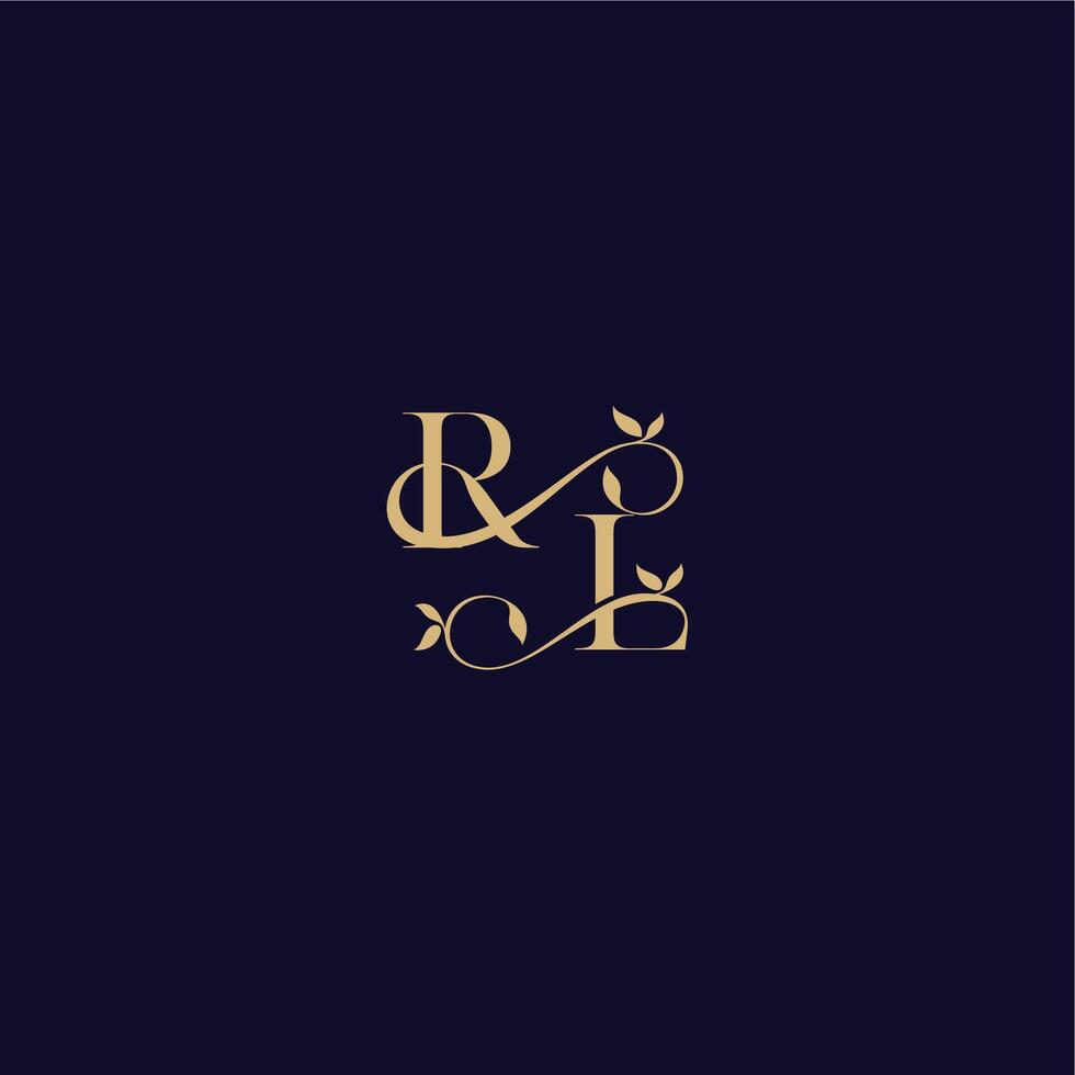 beauty leaf monogram logo organic and elegant concept RL wedding initial letter vector