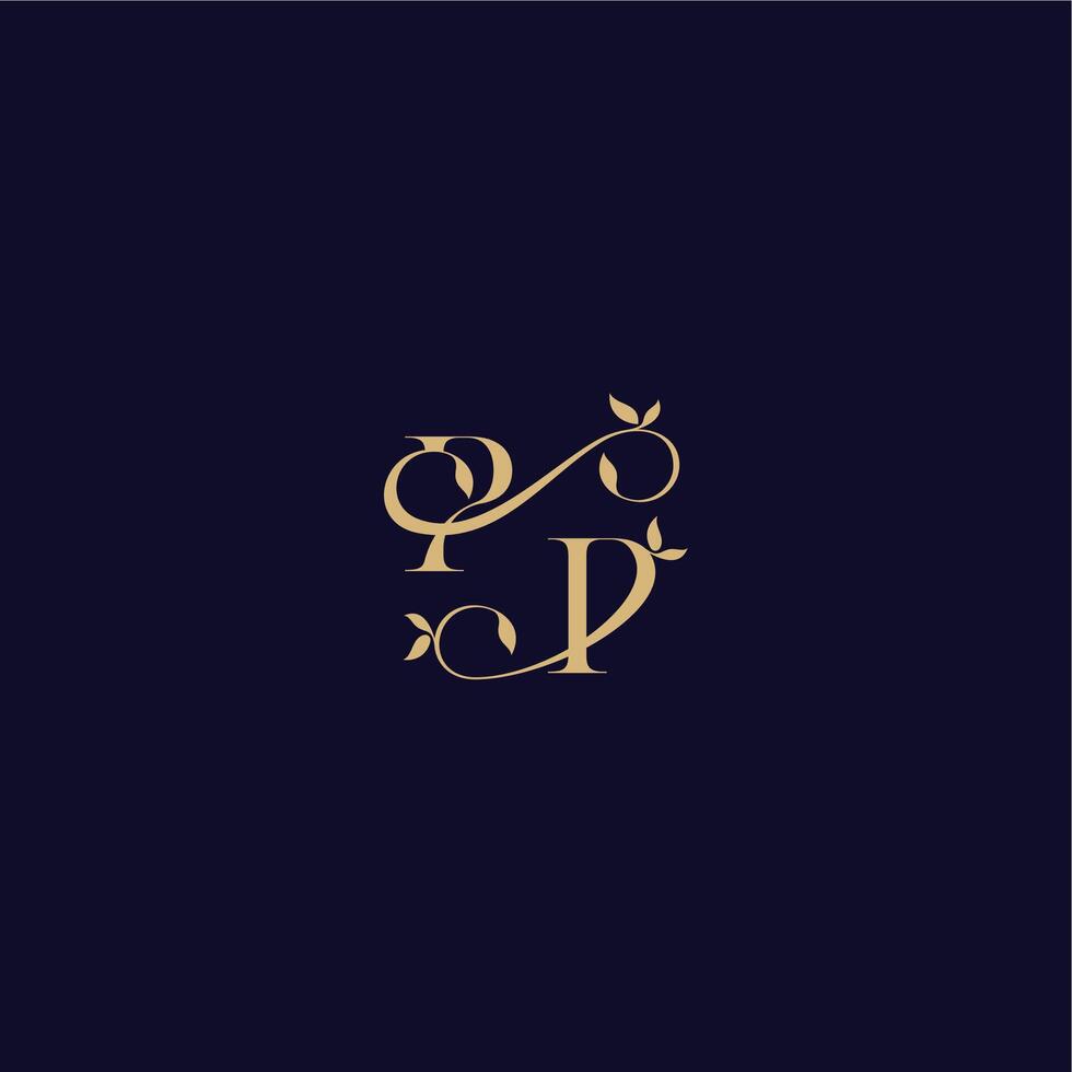 beauty leaf monogram logo organic and elegant concept PP wedding initial letter vector