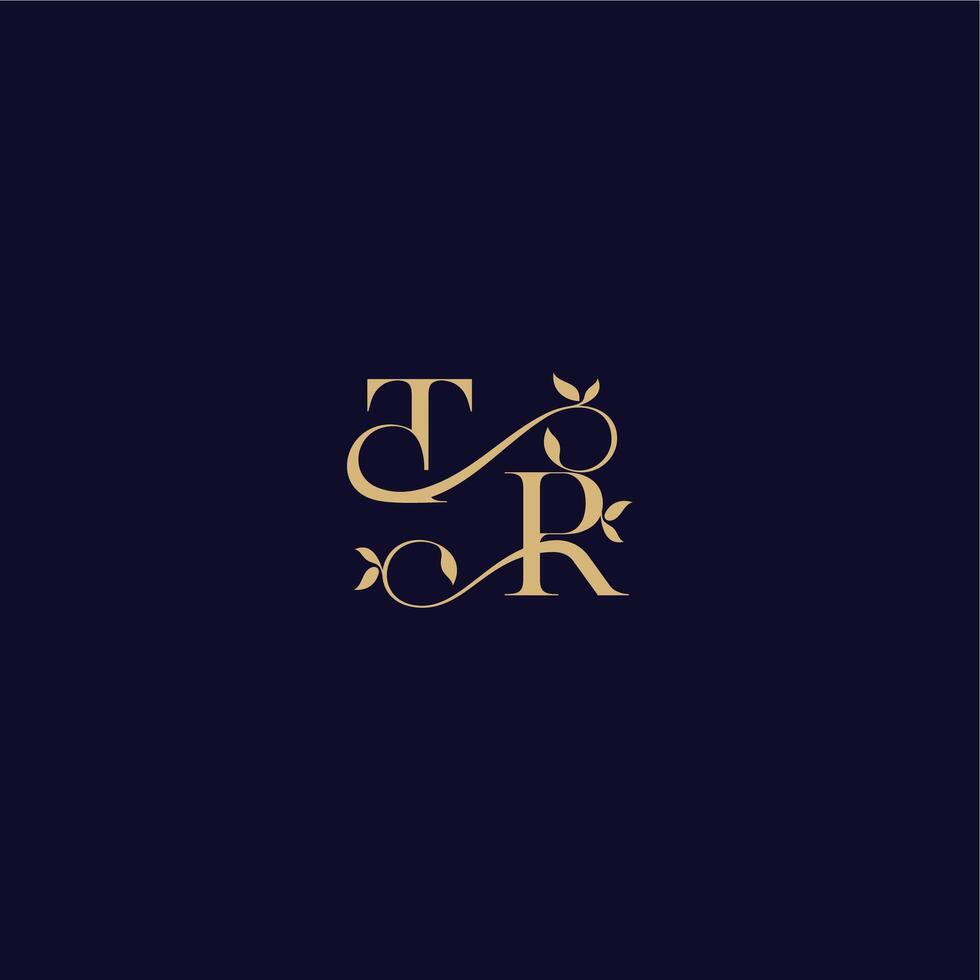 beauty leaf monogram logo organic and elegant concept TR wedding initial letter vector