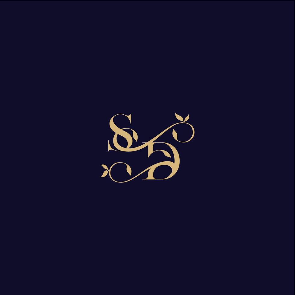 beauty leaf monogram logo organic and elegant concept SD wedding initial letter vector