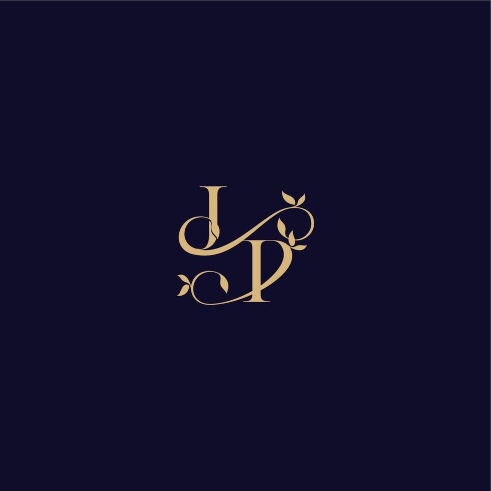 wedding initial beauty leaf monogram logo letter organic and elegant concept JP vector