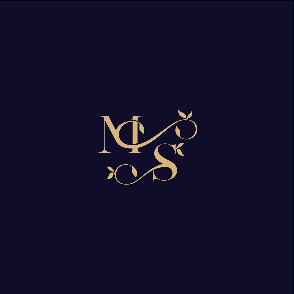 beauty leaf monogram logo organic and elegant concept MS wedding initial letter vector