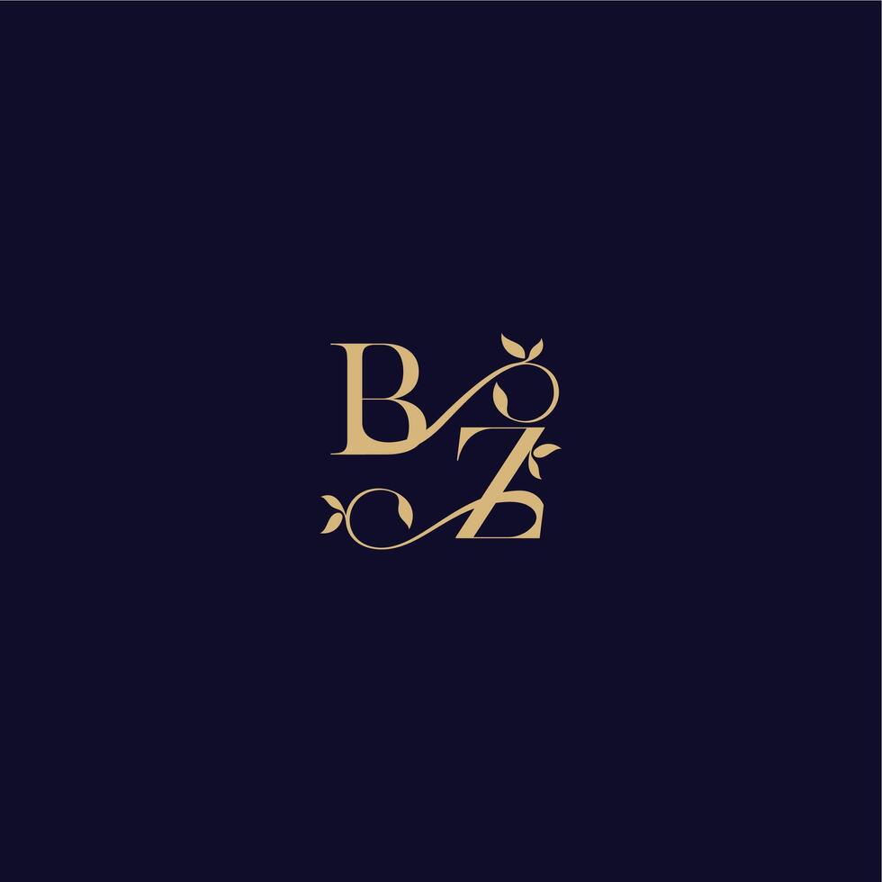 beauty leaf monogram logo organic and elegant concept BZ wedding initial letter vector