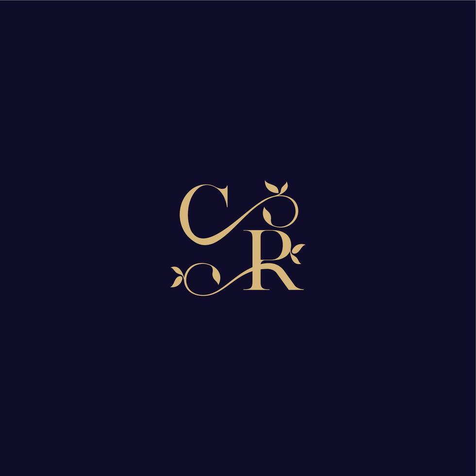 beauty leaf monogram logo organic and elegant concept CR wedding initial letter vector