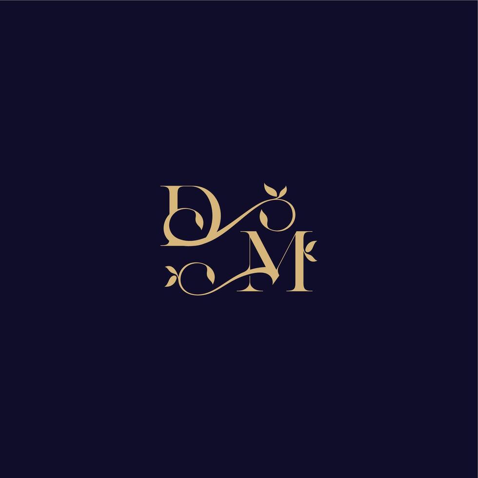 wedding initial DM organic and elegant concept beauty leaf monogram logo letter vector