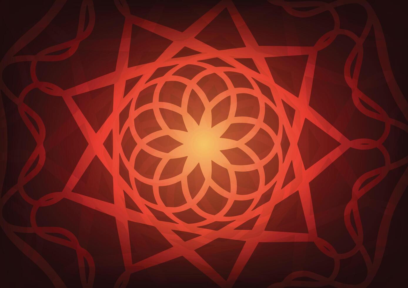 Red mandala center flower line dark background vector