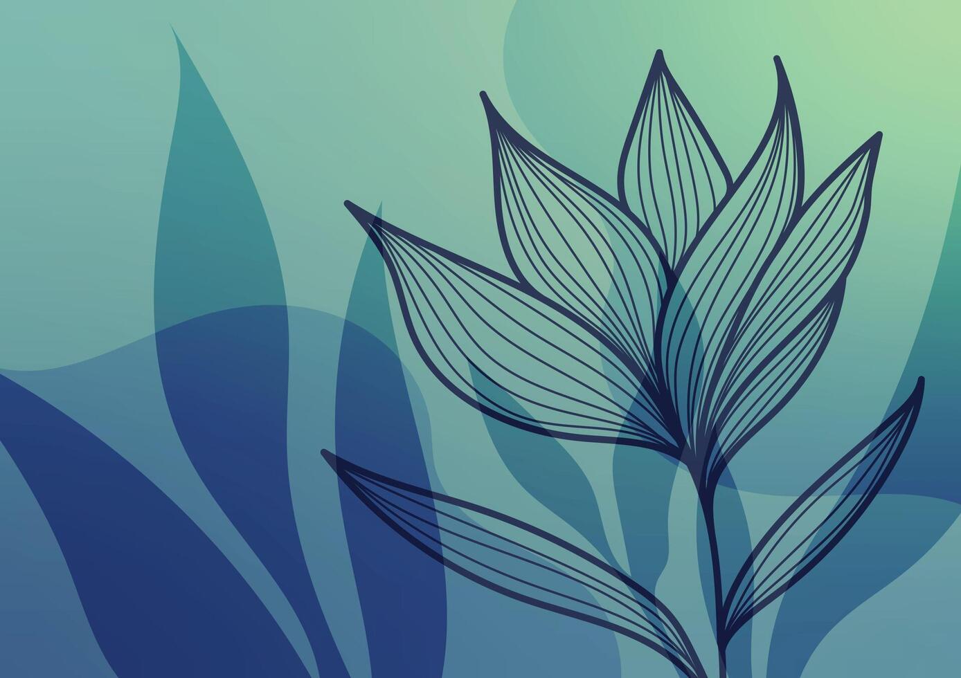 Floral flower blue soft line tropical background vector
