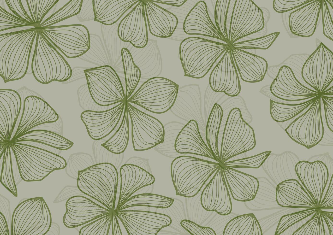 Green line flower art pattern wallpaper background vector